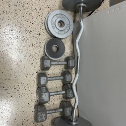 Weights And Curl Bar