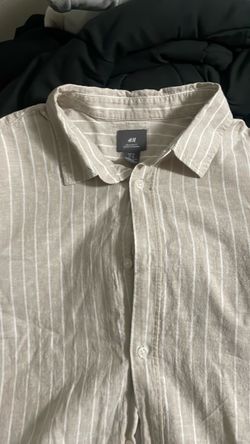 H&M Beige Striped Button-Up Shirt Mens XL