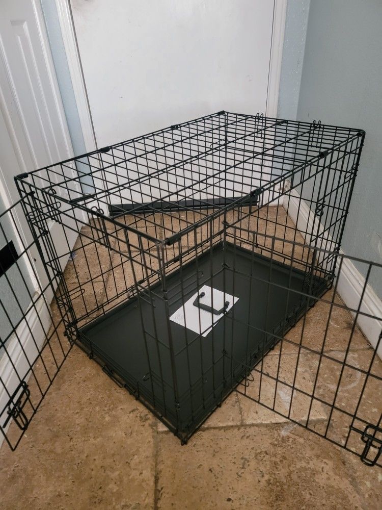 Brand new Med'Lrg Dog Cat Crates 2 Door Folding Puppy Kennel Animal Cage With Tray $50 /Add A Bed $10 Pet Anxiety Cage Jaula De Mascota