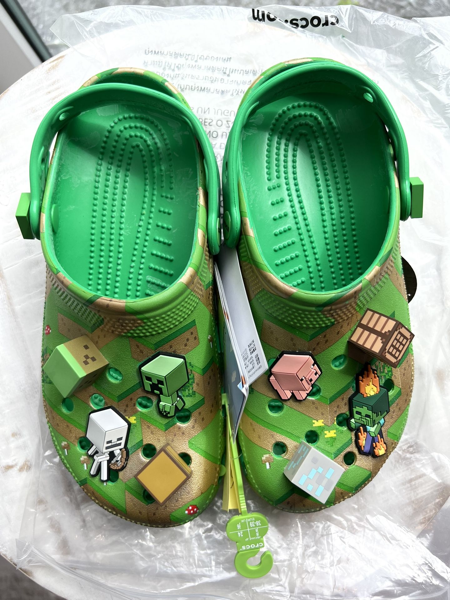 Crocs Minecraft Green Grass Size New