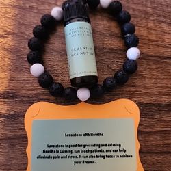 Lava Stone And Howlite Bracelet With Essential Oil Set 