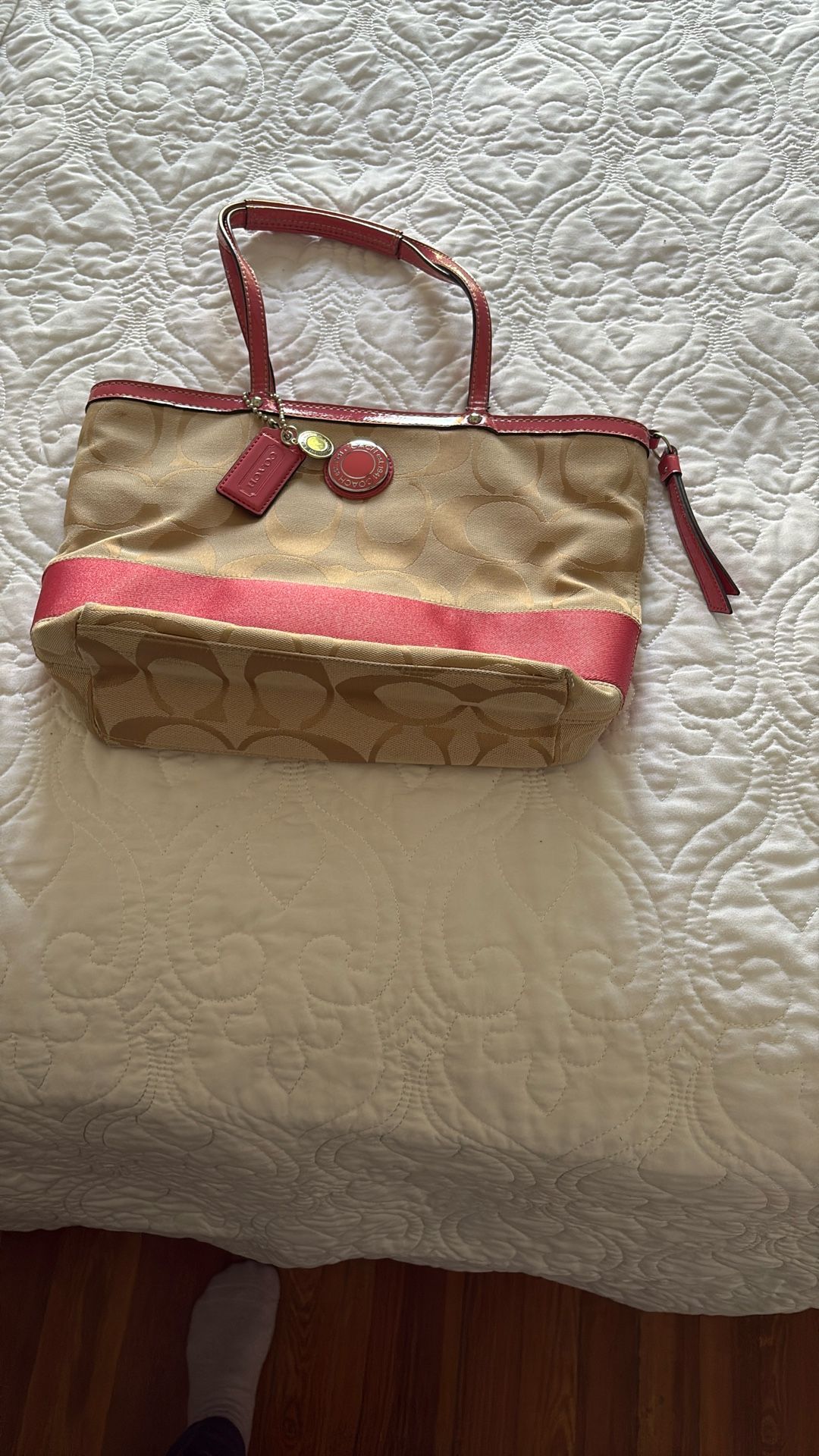 Pink And Beige Coach Purse
