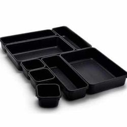 8 PC SET INTERLOCKING DRAWER ORGANIZER BINS, BLACK
