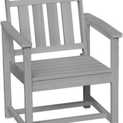 Outdoor Patio Dining Chair, HDPE Porch Chairs for Dining Table, All-Weather Durable Outdoor Furniture for Backyard, Garden, Lawn & Poolside, Grey