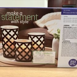 Flameless Pillar candle set