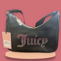 JUICY COUTURE Bag Obsession Crossbody Women Purse - Black w/ Rhinestone Accent