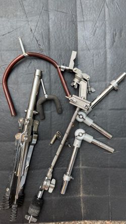 Drum Hardware Parts Lot – Cymbal Boom Arms, Mounting Clamps & Guitar Stand Yokes