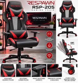 NEW IN BOX – RESPAWN RSP-205 Gaming Chair – Red/Black – 275 lb Capacity