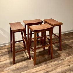 24" Natural Wood Bar Stools