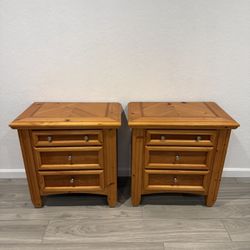 Pair of Solid Wood Nightstands - Pine/Cherry