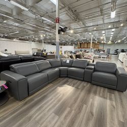 Costco Karson Leather Power Reclining Sectional With Power Headrests 