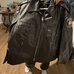 Leather Burlington Police Jacket