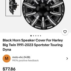 Black Horn Speaker Cover For Harley Big Twin 1991-2023 Sportster Touring Dyna