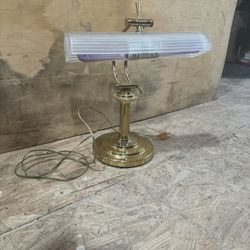 Vintage Brass  Lamp With Frosted Shade 