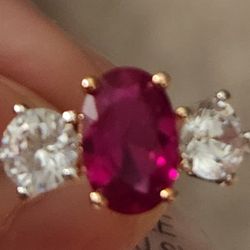Ruby Diamond Lab Created Ring Size 6