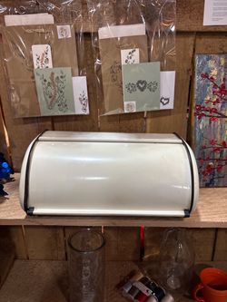 White Metal Roll-Top Bread Box