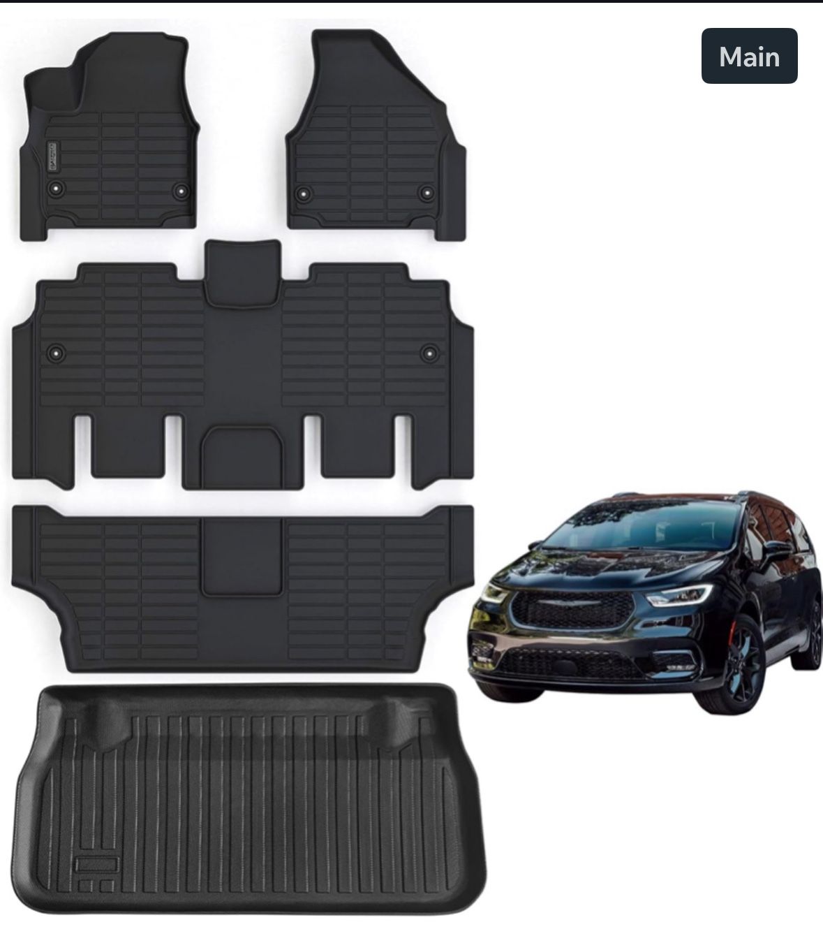 Floor Mats & Trunk Mat For 2017-2023 2024 Chrysler Pacifica Fuel Version (Non Hy