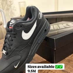 Sizes 9.5M & 10M Nike Air Max 1'87 SP Supreme Black White