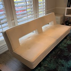 Modani White Leather Futon Sofa