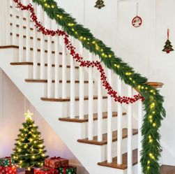 6 FT Pre-lit Norfolk Pine Garland Real Touch Artificial Garland with Lights