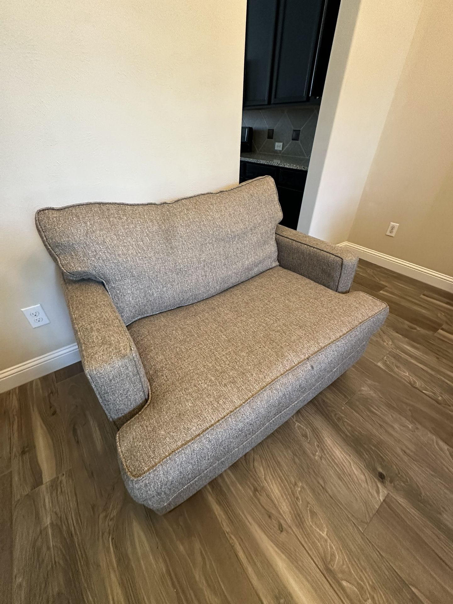 Loveseat / oversized armchair, Good Condition, Neutral Brown,