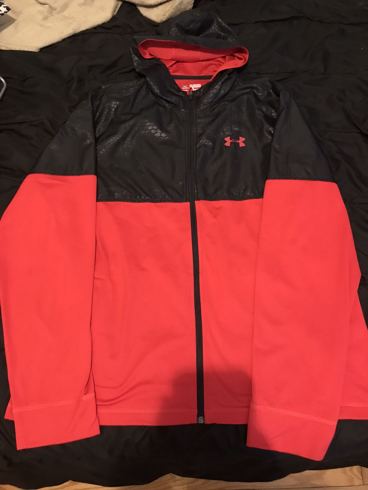 MEN’S UNDER ARMOUR ZIP UP FLEECE W/ HOOD 2XL ALL SEASONGEAR PERFECT CONDITION !