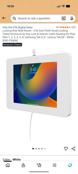 Premium Small Locking iPad Wall Mount Hub Color White