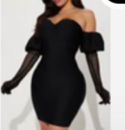 Black dress with gloves