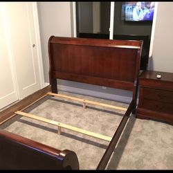 Queen Size Wood Sleigh Bed Frame