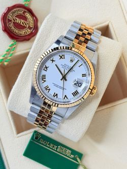 Datejust 36 Gold & Steel w/ White Roman Dial, Fluted Bezel & Jubilee Bracelet