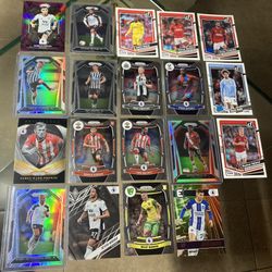 19 card soccer futbol lot Donruss Prizm Premier League Man United Man City Fulham Newcastle United South Hampton silver holo Rc etc. All cards good co