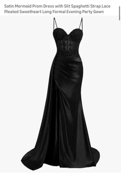 Black Satin Prom Dress Size 2