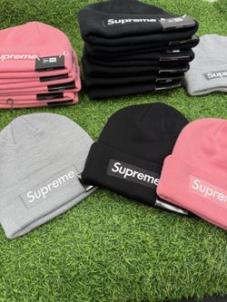 New Supreme Beanies Black and Pinķ