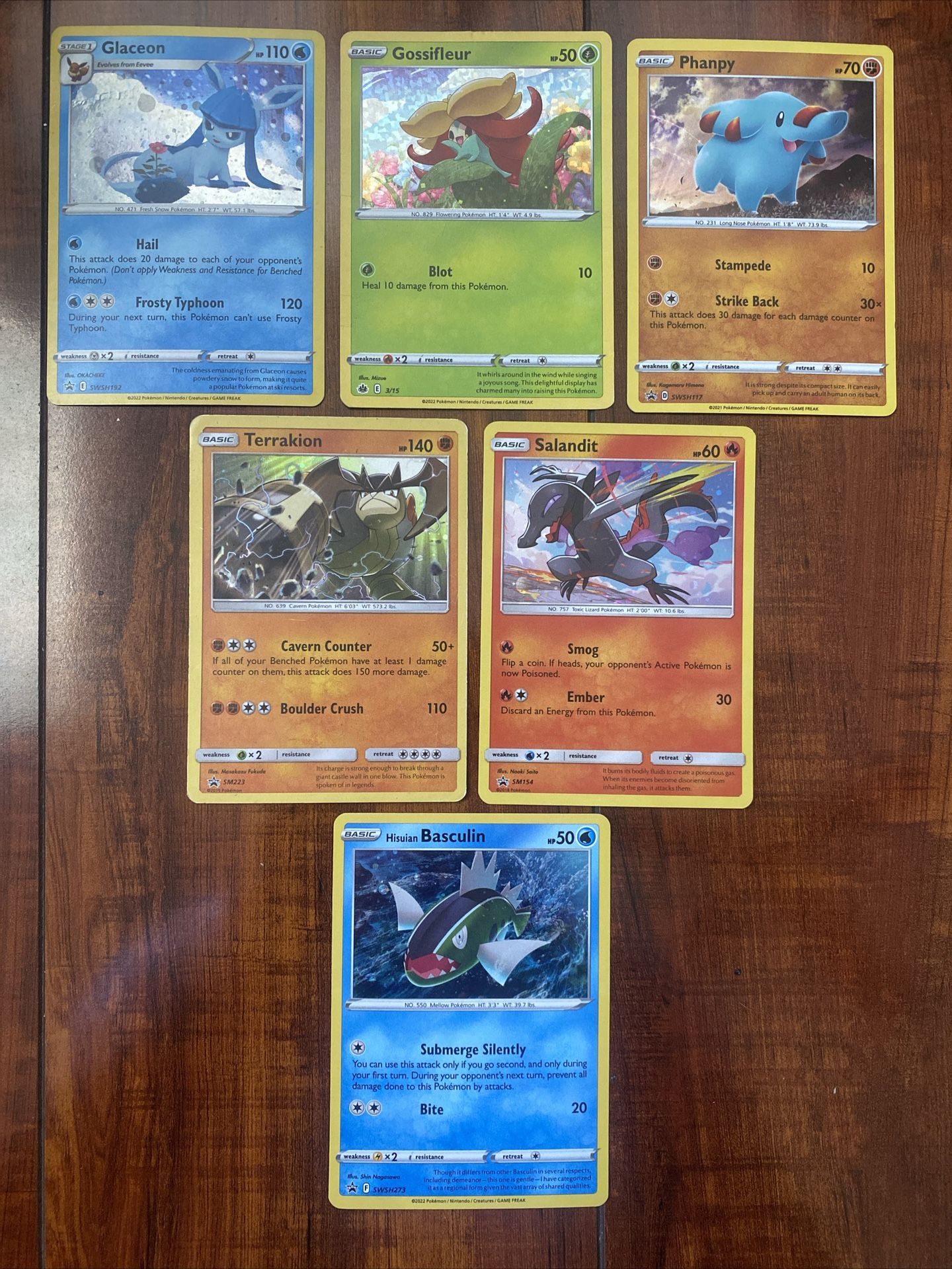 Pokemon SWSH Sword & Shield Black Star Promo Cosmos Holo Lot of 6 HP/Damaged