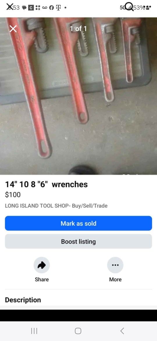 Wrenches 14" 10" 8 " 6 "