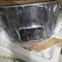 Sunvivi 4QT Slow Cooker, Programmable Pot with Locking Lid, Removable Ceramic Pot, 3 Heating Settings & Time Control,Dishwasher-safe Lid, Grey