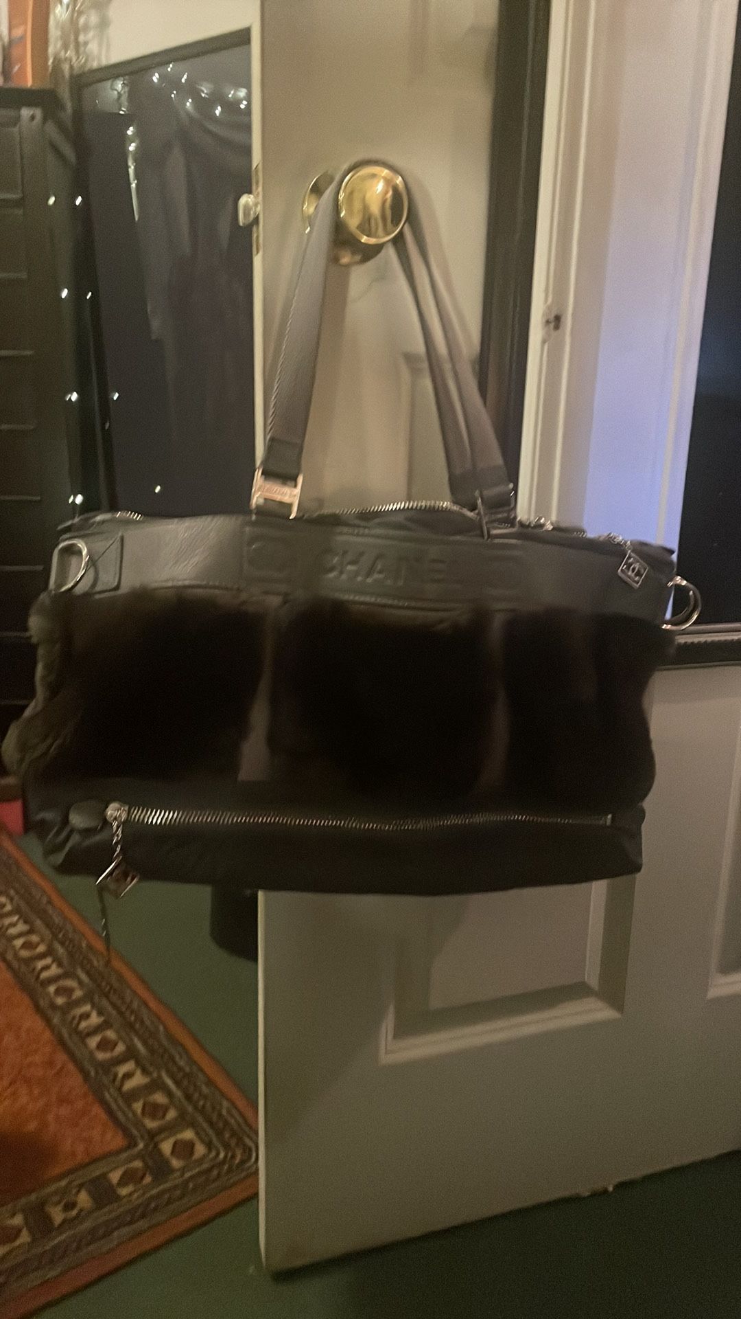 Chanel Bag With Fur. Great For A Purse Or Travel Bag. Only Used One Time.comes With A Chanel Bag For Storage!