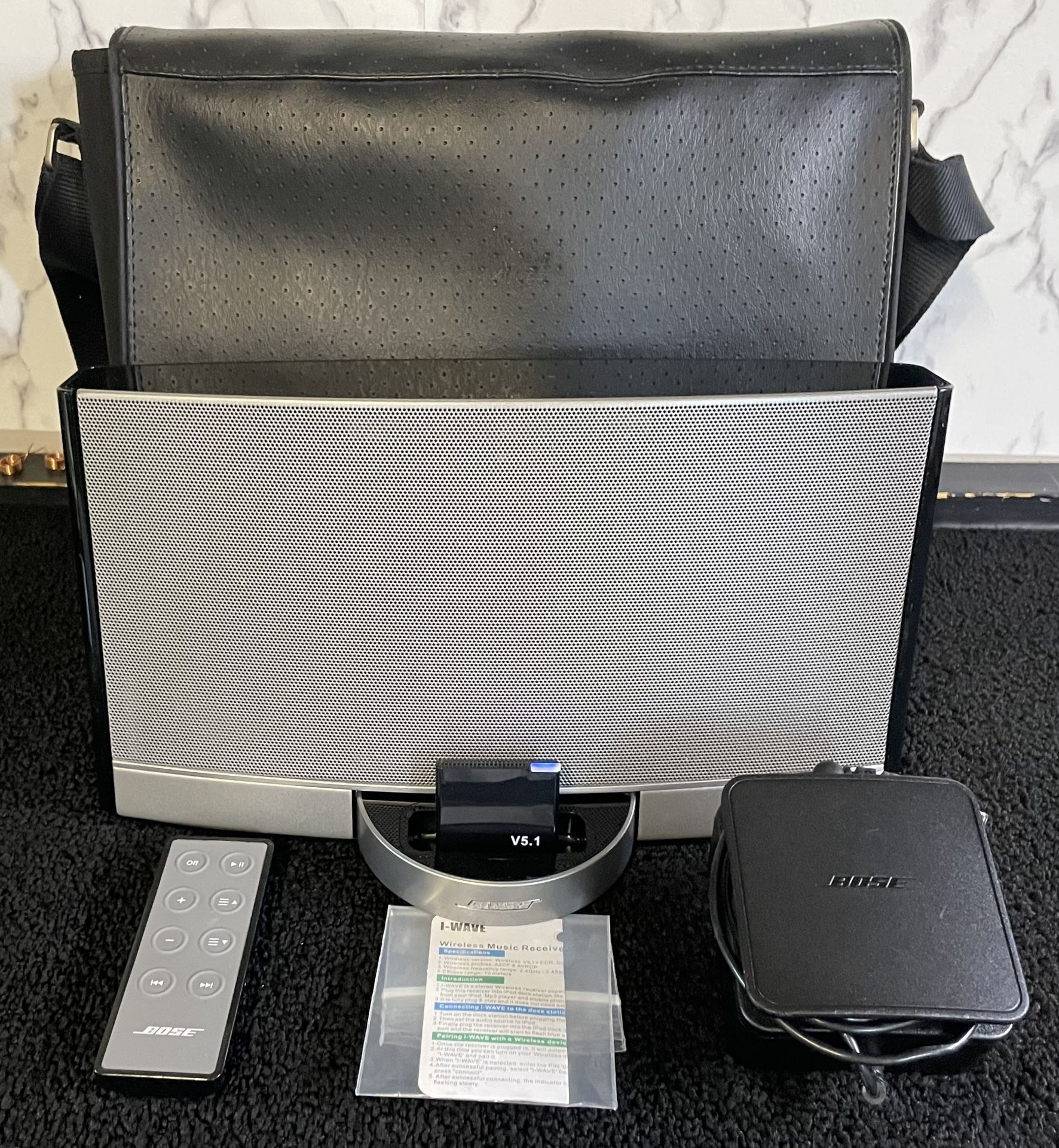 Bose SoundDock Portable With Case, Remote, Charger, And Bluetooth
