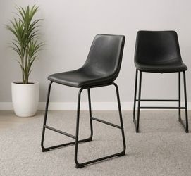 26” Black Faux Leather Barstools