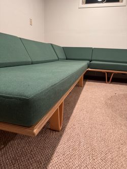 Mid-Century Modern Green Sectional Sofa