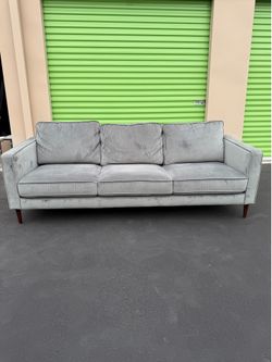 Grey Suede sofa from living spaces