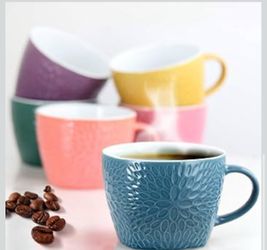 Elama Garden Glee Luxe 6 Piece 18 oz Mug Set in Assorted Colors, 18 ounce, Multicolor