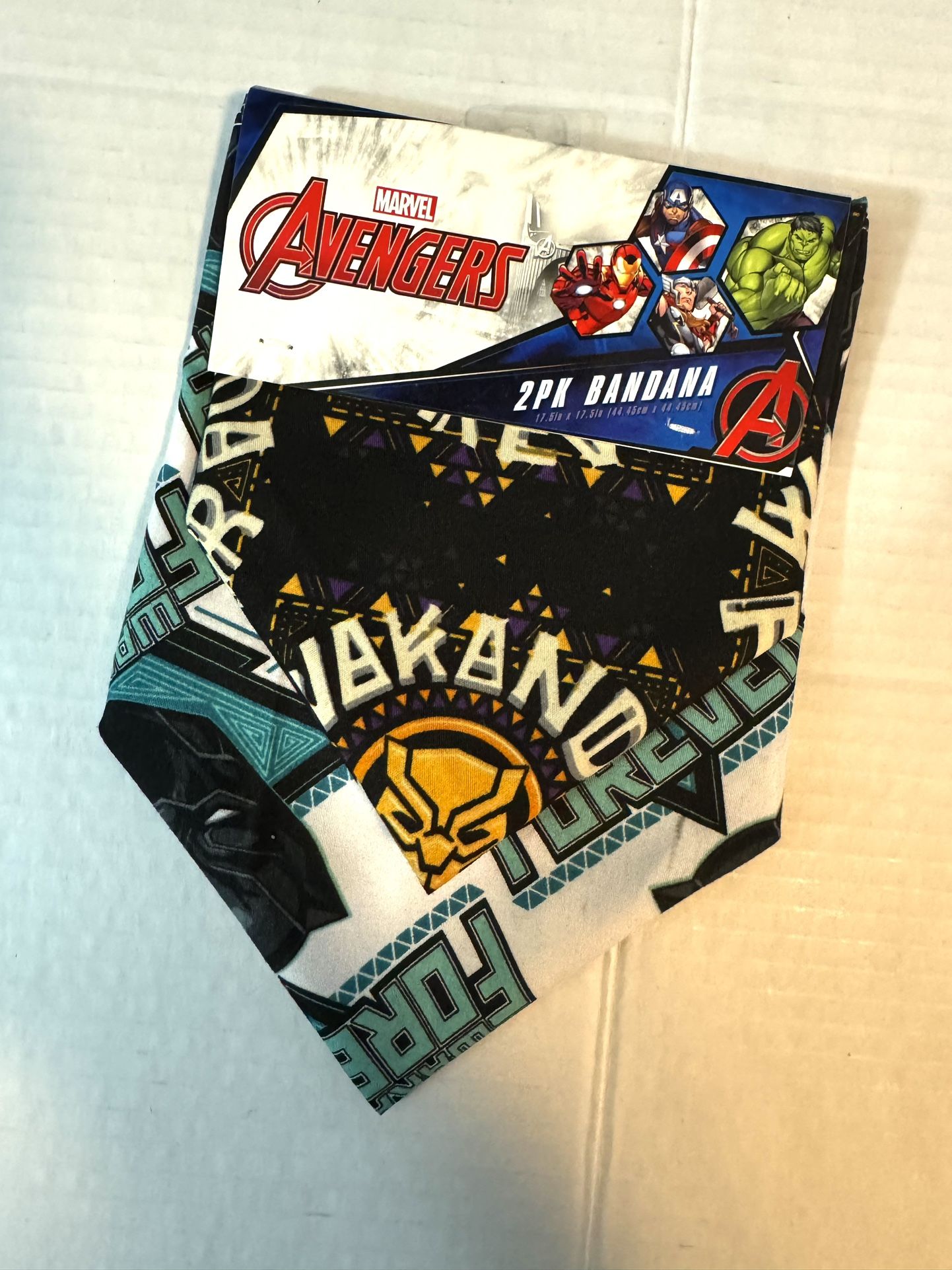 2 Pc of Marvel Avengers Bandana’s. Black Panther, Wakanda Forever.