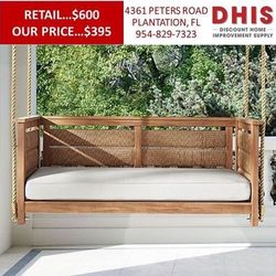 Member's Mark Teak and Wicker Porch Swing NEW