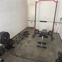 Complete Home Gym – Rack + 310 lb Plates + Bench + Bars – $900 OBO (Sunnyvale)