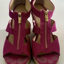 Michael Kors Women's Damita Pink Wedge Platform Espadrille Sandals Size 10