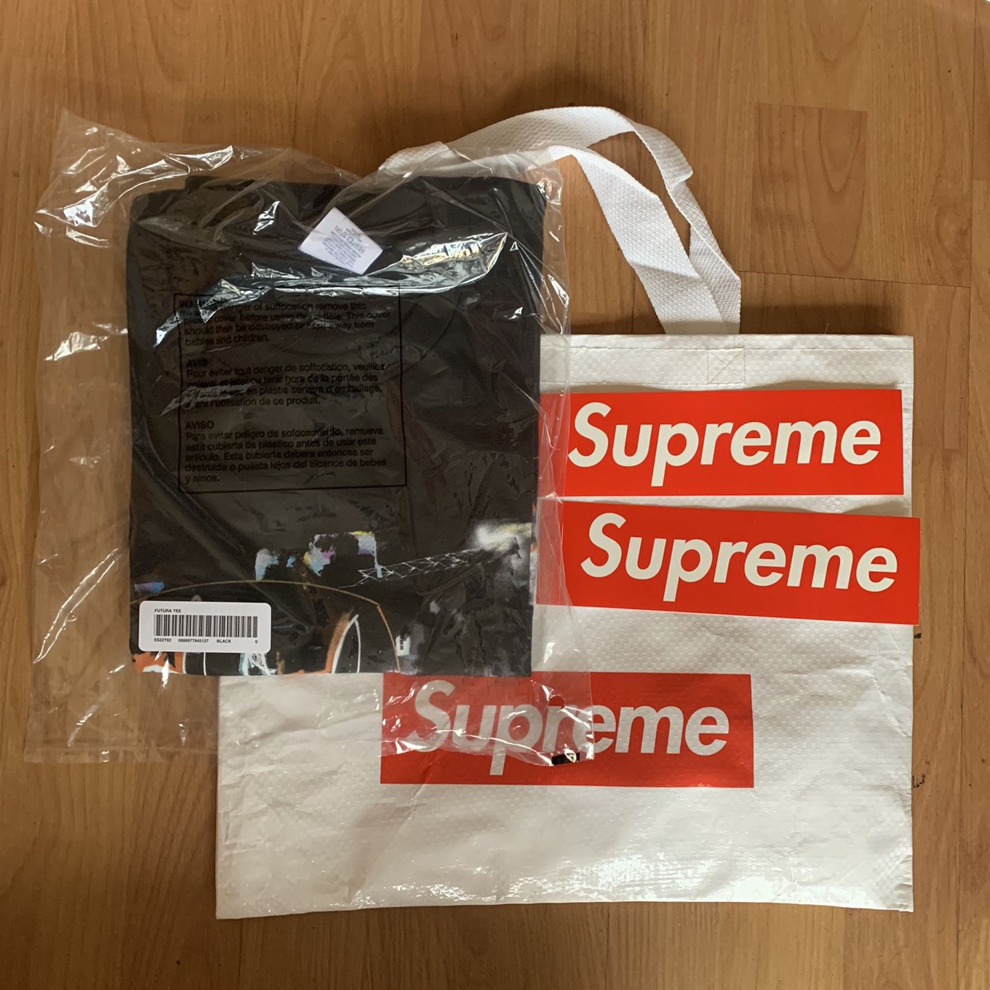 Supreme x Futura Tee - Size Small - Shopping Bag & Stickers