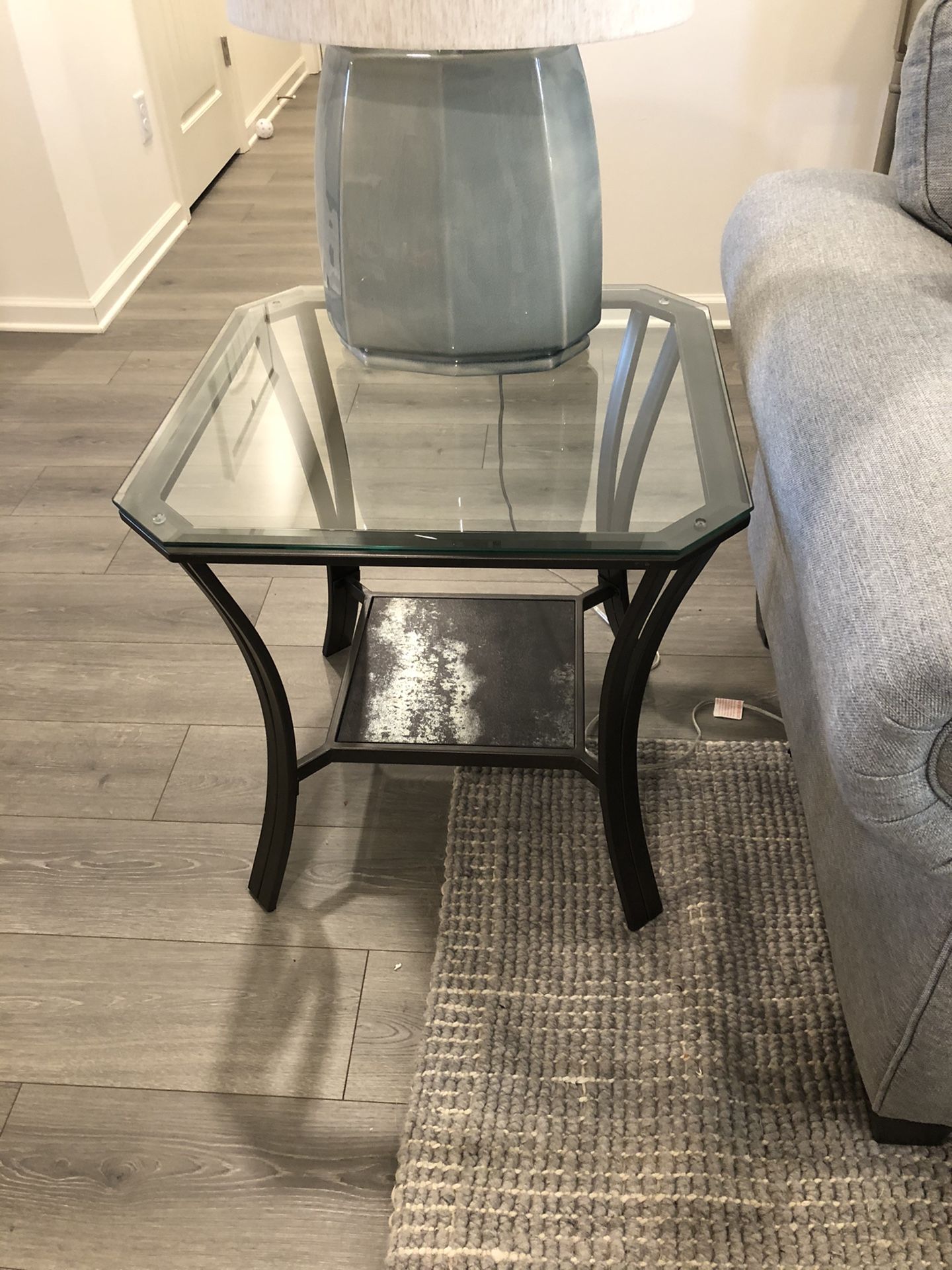 Glass top end tables (3)