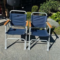 Two folding boat deck chairs 