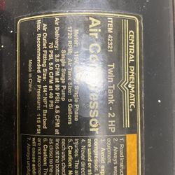 Central pneumatic Twin Tank Air Compressor 